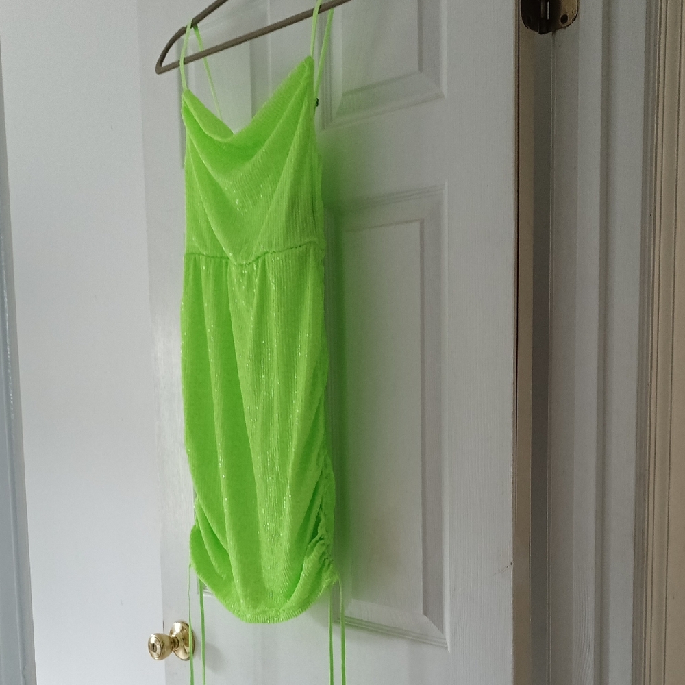 NWT Wild Fable SM Neon Green Sequin Mini Dress